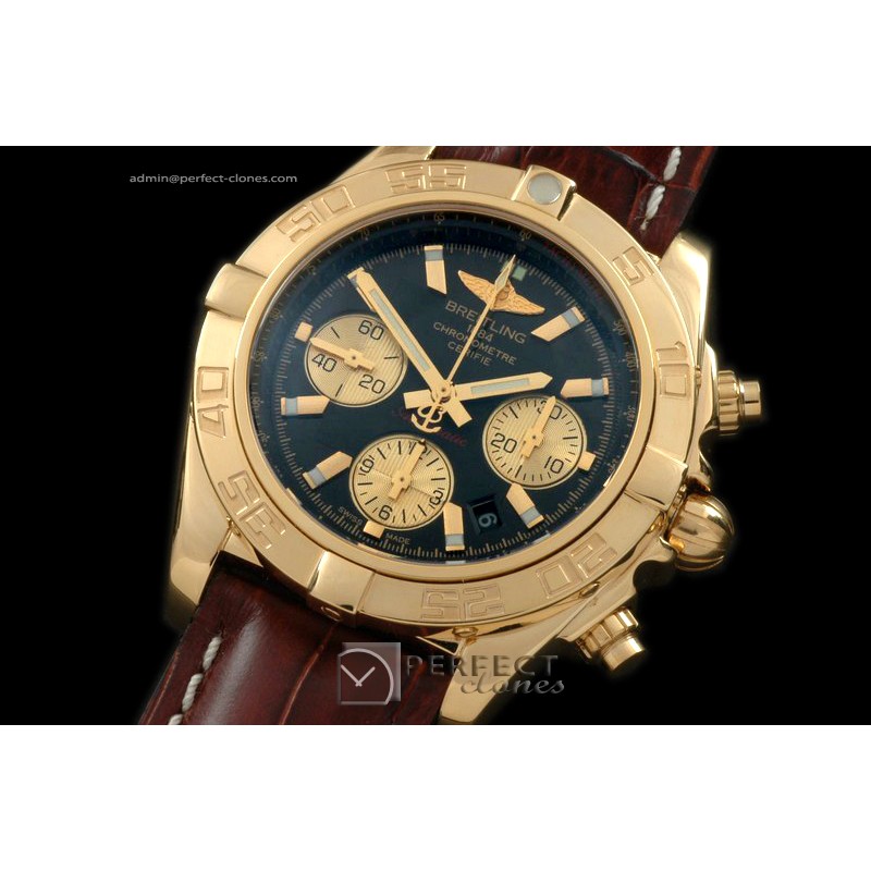 BLB01-10072L Chronomat B01 YG/LE Black Sticks A-7750