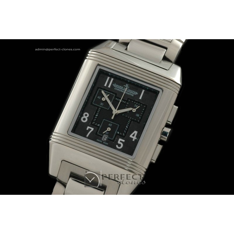JL01067 Reverso Chronograph SS/SS Black Num Jap OS Chrono Quartz