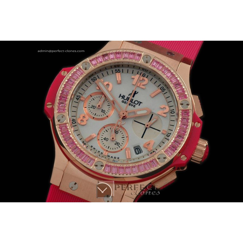 HB38-02025 Big Bang 38mm RG/Sq R/Ruby/Ru Aspen White Jap Quartz