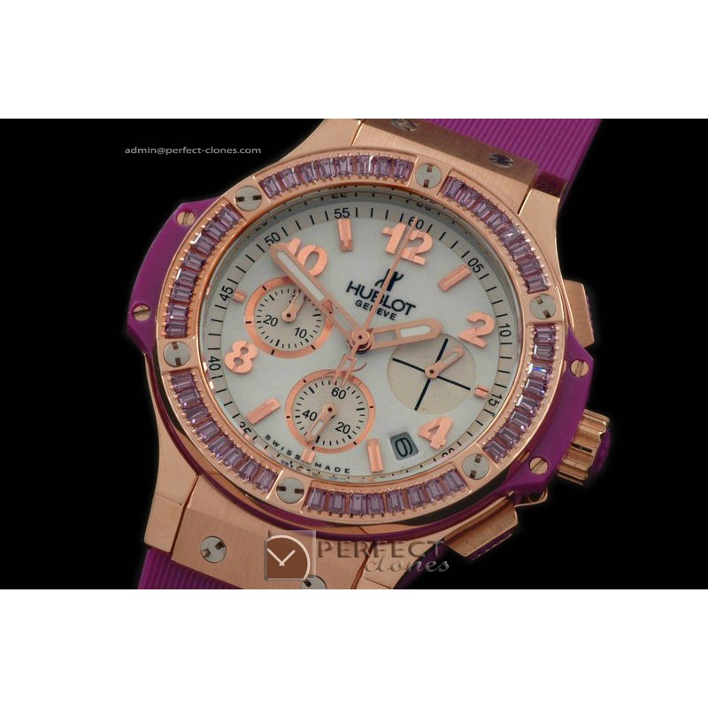 HB38-02023 Big Bang 38mm RG/Sq M/Ruby/Ru Aspen White Jap Quartz