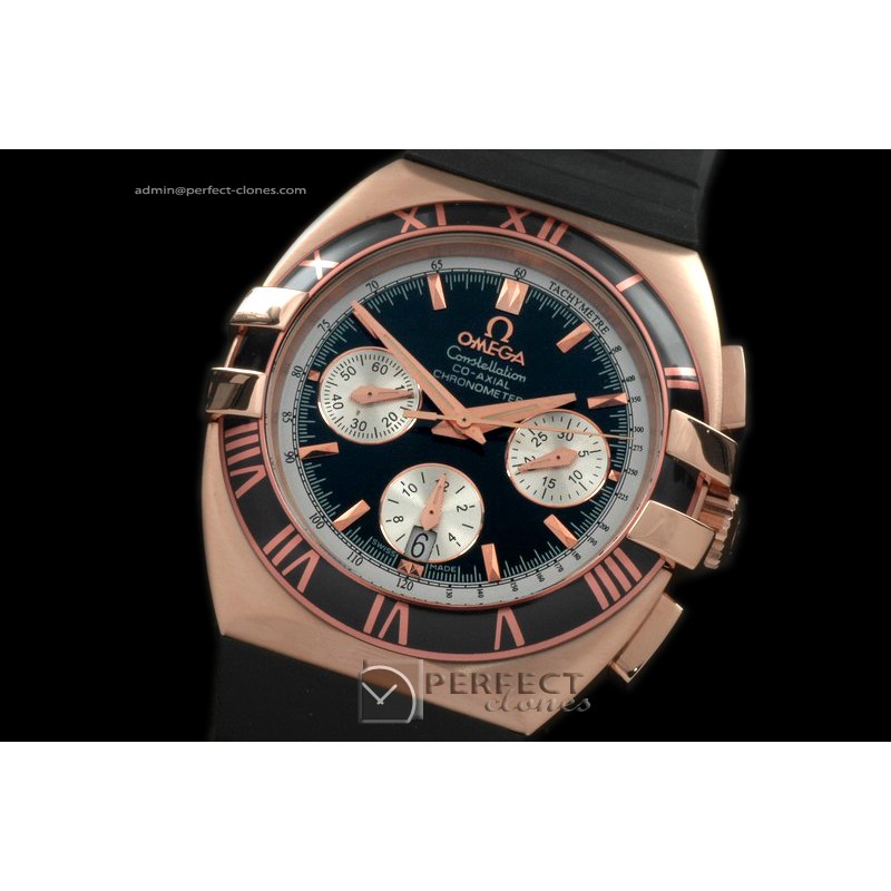 OMCO01131 Double Eagle Chrono RG/RU Blk Asia 2813