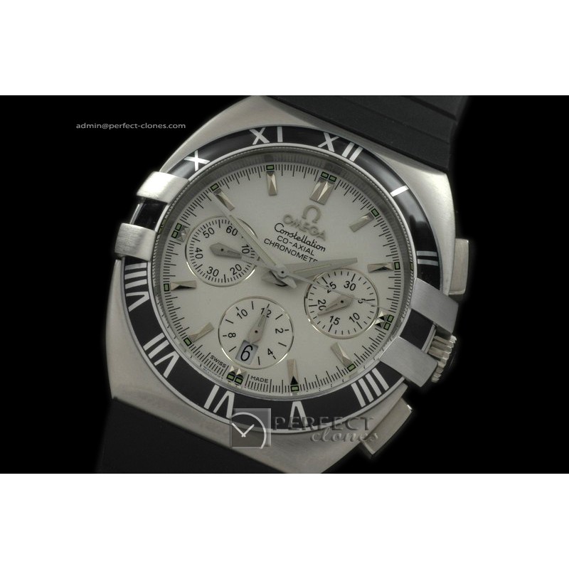 OMCO01112 Double Eagle Chrono SS/RU Wht Asia 2813