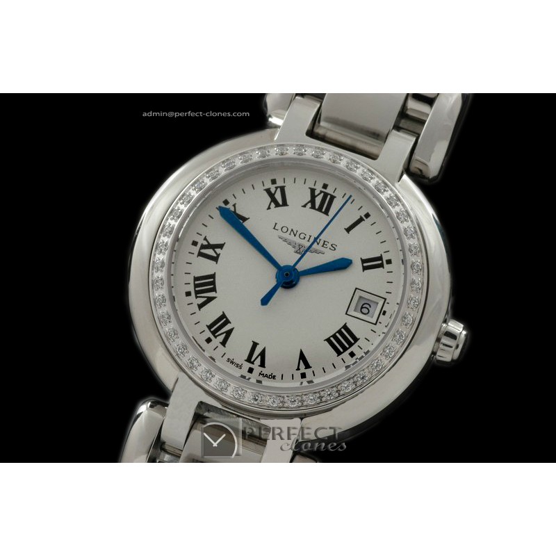 LGLPL10012 Prima Luna Ladies SS/SS Diam White Roman Swiss Quartz