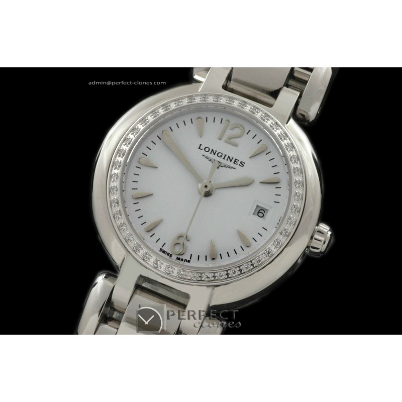 LGLPL10011 Prima Luna Ladies SS/SS Diam White Sticks Swiss Quart