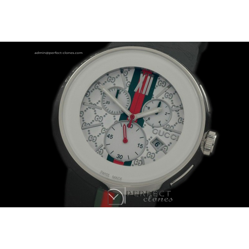 GU00151 I-Gucci Chronograph SS/RU White Swiss Quartz Chrono