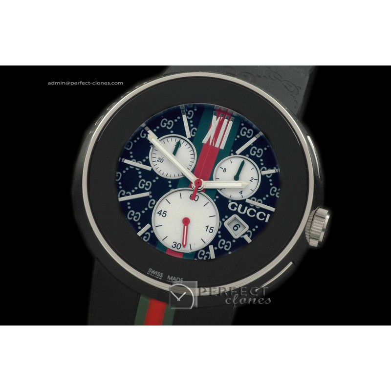 GU00152 I-Gucci Chronograph SS/RU Black Swiss Quartz Chrono