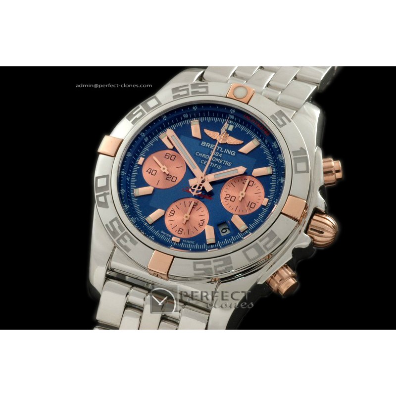 BLB01-02004 Chronomat B01 SS/RG/SS Blue Sticks A-775Ult V
