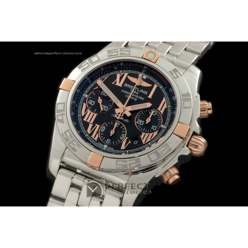 BLB01-02012 Chronomat B01 SS/RG/SS Blk Roman A-775Ult V