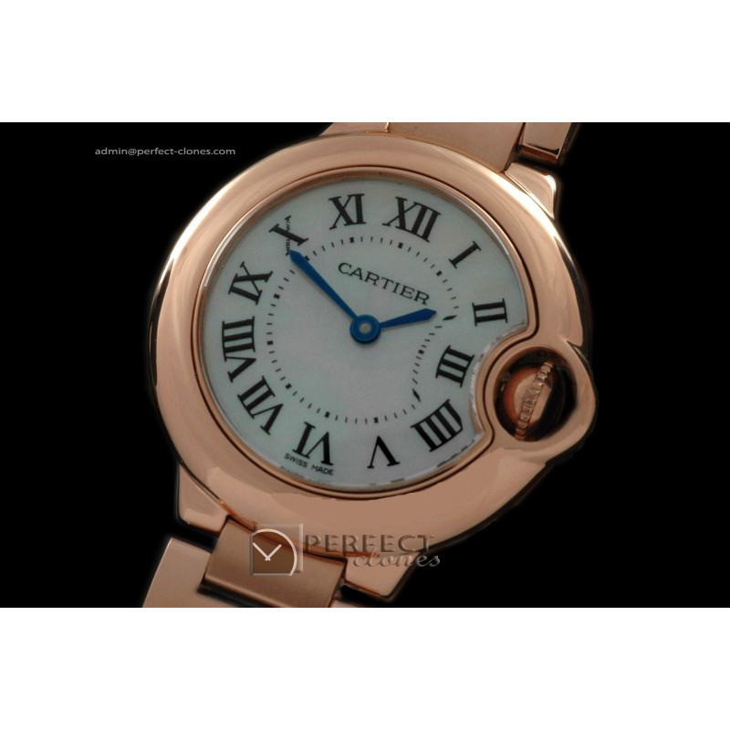 CARBA00414A Ballon Bleu de Cartier Ladies RG/RG M-Wht Swiss Quar