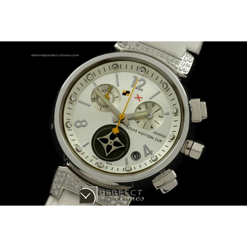 LV10046 LV Cup Chronograph Ladies SS/LE White Jap Qtz C/w B