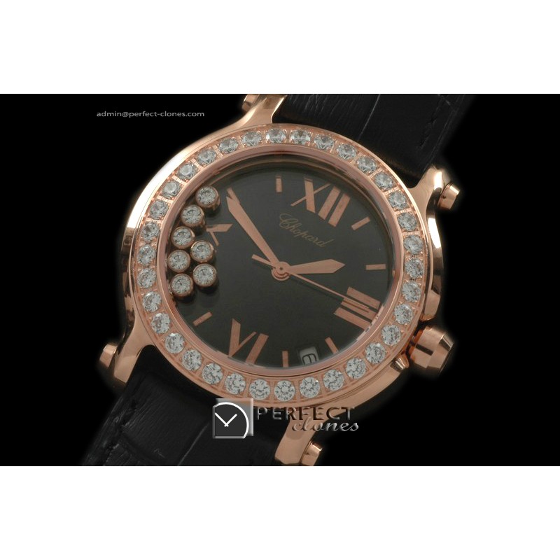 CP00123 Happy Sports RG/LE Diam Black Original Swiss Quartz
