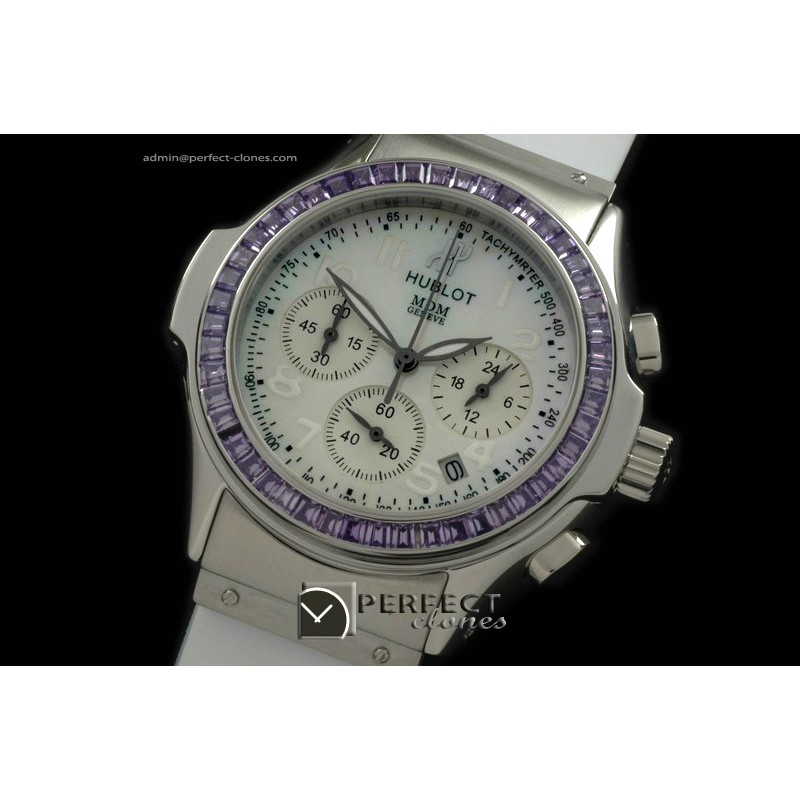 HBMD10051P MDM Chronograph SS/RU Pur-Bez White Jap Quartz