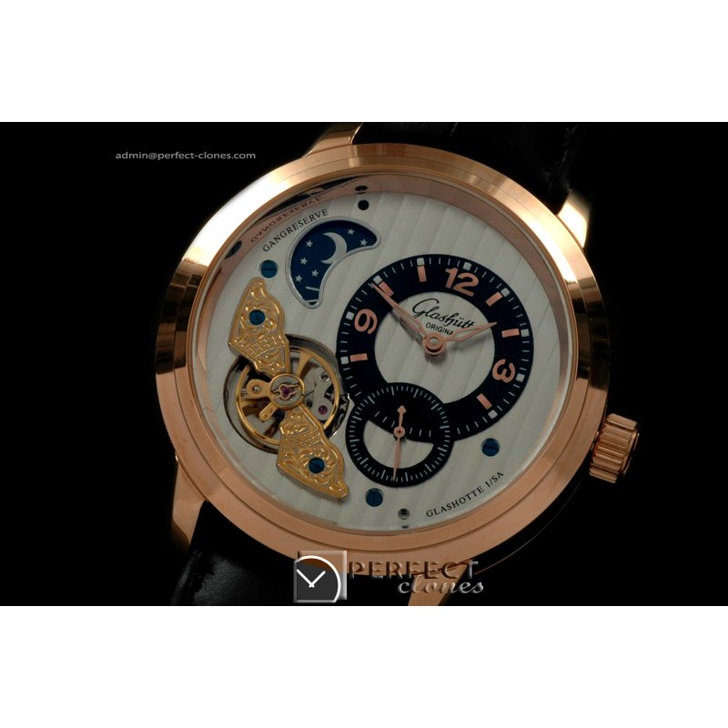 GL10019 Panaomatic Moonphase Tourbillon RG/LE Wht/Blk Asia 21J