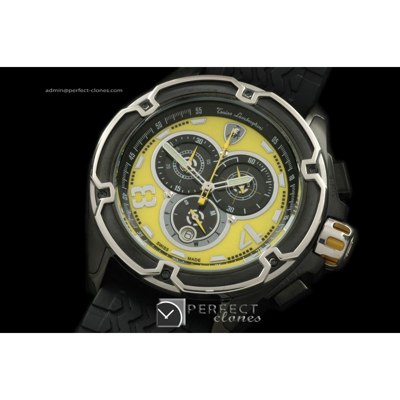 LAM01024R Mesh PVD/RU Yellow/Black Jap Quartz Chrono