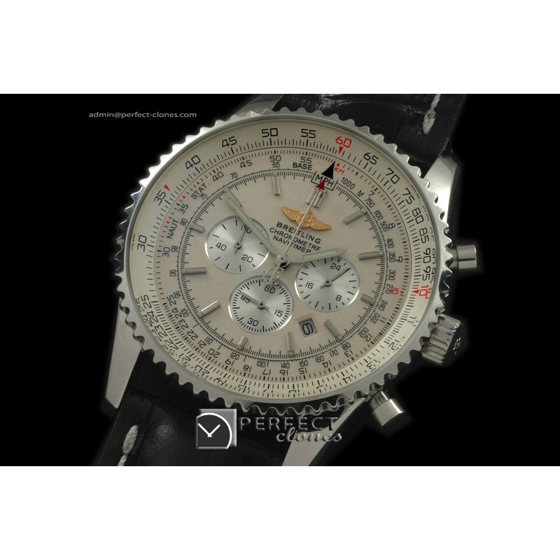 BLNV10101L Navitimer SS/LE White Jap Quartz Chrono
