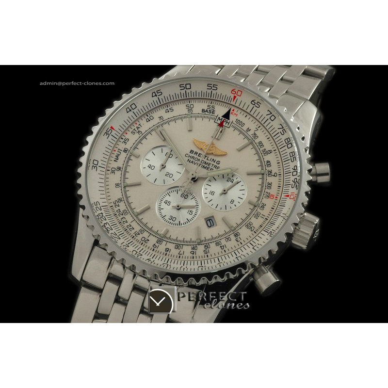 BLNV10101S Navitimer SS/SS White Jap Quartz Chrono