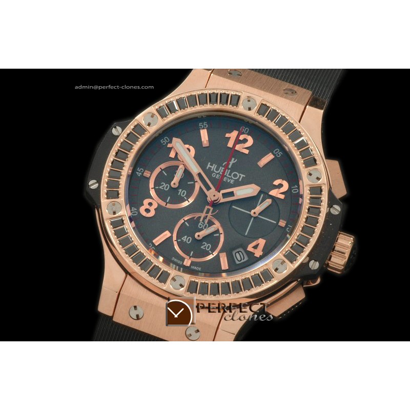 HB38-02037 Big Bang 38mm RG/Sq Blk/Diam/Ru Grey Jap Quartz