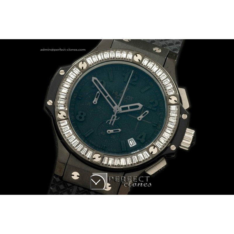 HB38-03001 Big Bang 38mm PVD/Sq W/Diam/Ru All Black Jap Quartz