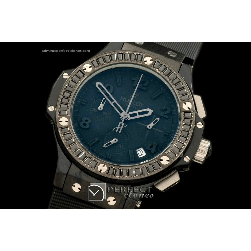 HB38-03002 Big Bang 38mm PVD/Sq Blk/Diam/Ru All Black Jap Quartz
