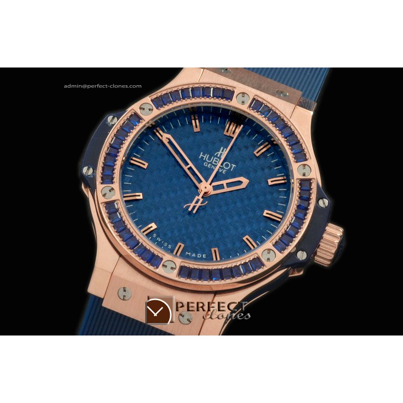 HB38-01076 Big Bang 38mm RG/Blu/Sq Rub/Ru CF Blue Swiss Quartz