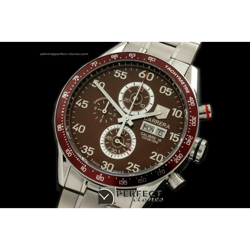 TGCA10104 Carrera 2008 Chrono SS Brown Jap Quartz Chrono