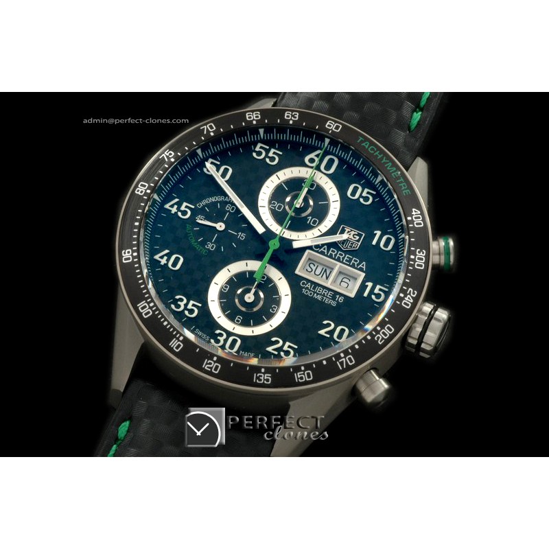 TGCA00124 Carrera 43mm Limited Ed Chrono TI/LE CF Blk A-7750