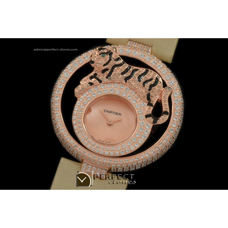 CARBP10014 Panthere de Cartier Ladies RG/Diam/STN Rose Swiss Qt