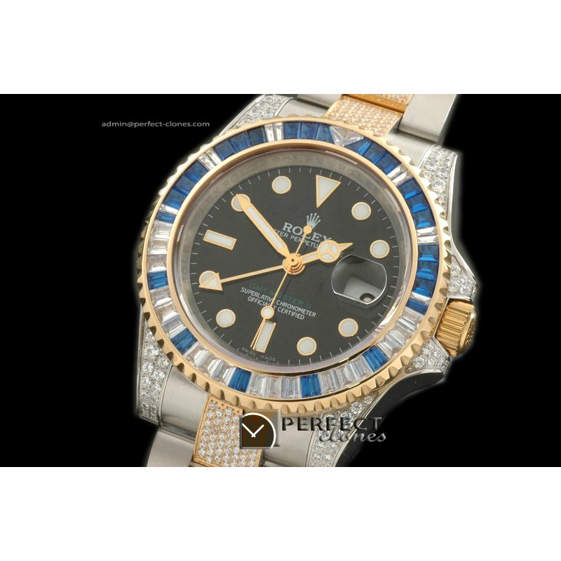 RLGT01015 YG/Diam Anni GMT SS/YG/Diam Black Swiss Eta 2836 GMT