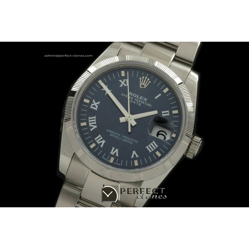 RLOD10003 OysterDate Bark Bez SS/SS Blue Roman Swiss Eta 2836-2