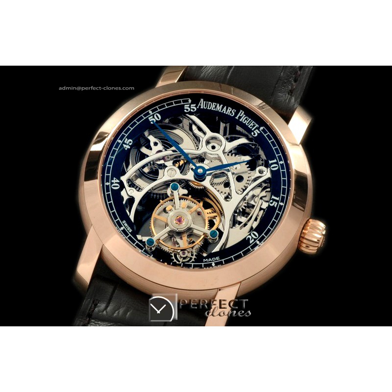 APJA01016 Jules Audemars Skeleton Tourbillon RG/LE Black Tourbi