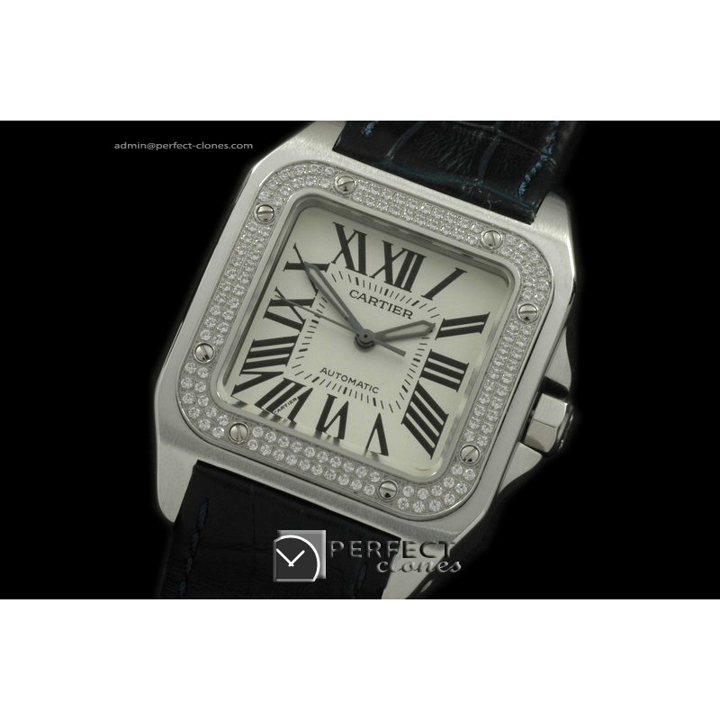 CARS00049BK Santos 10Mid SS/LE White Swiss Eta 2671 Ult Ver