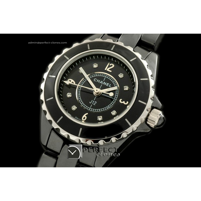 CHA-MI-1011 J12 Mini Black Ceramic Japanese Quartz/Boxset