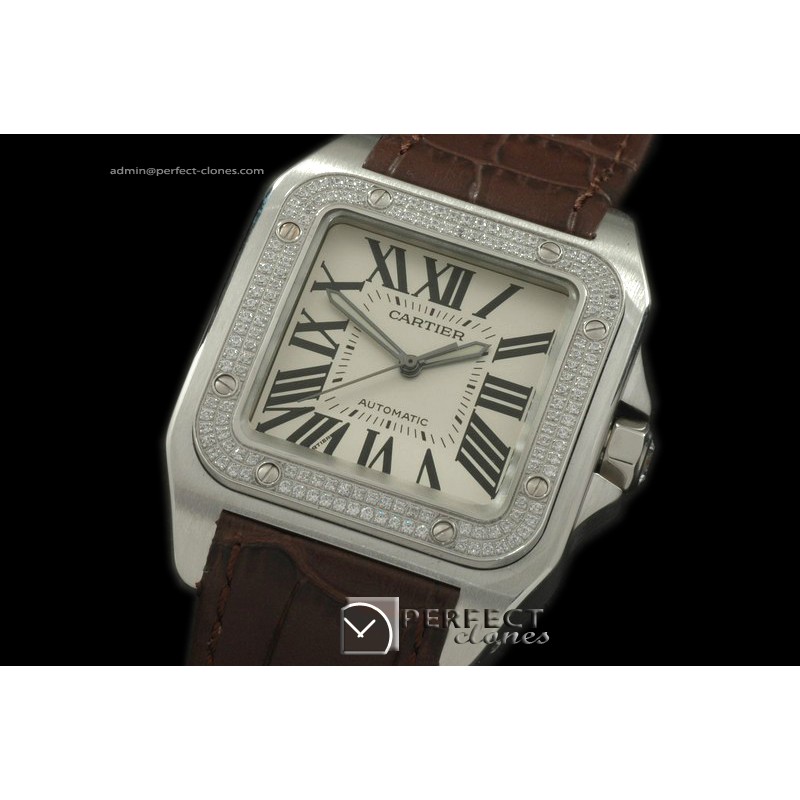 CARS00090BR Santos 10Men SS/Diam/LE White Asian 2824 Ul