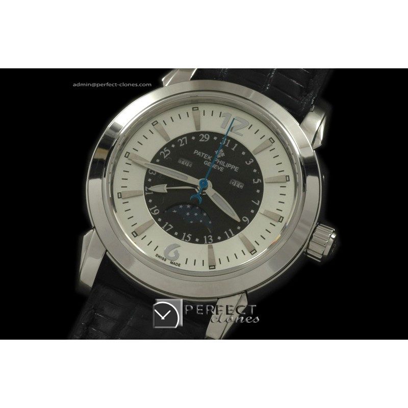 PPCC10002 Classic Calender Complications SS/LE Wht/Blk Jap Quart