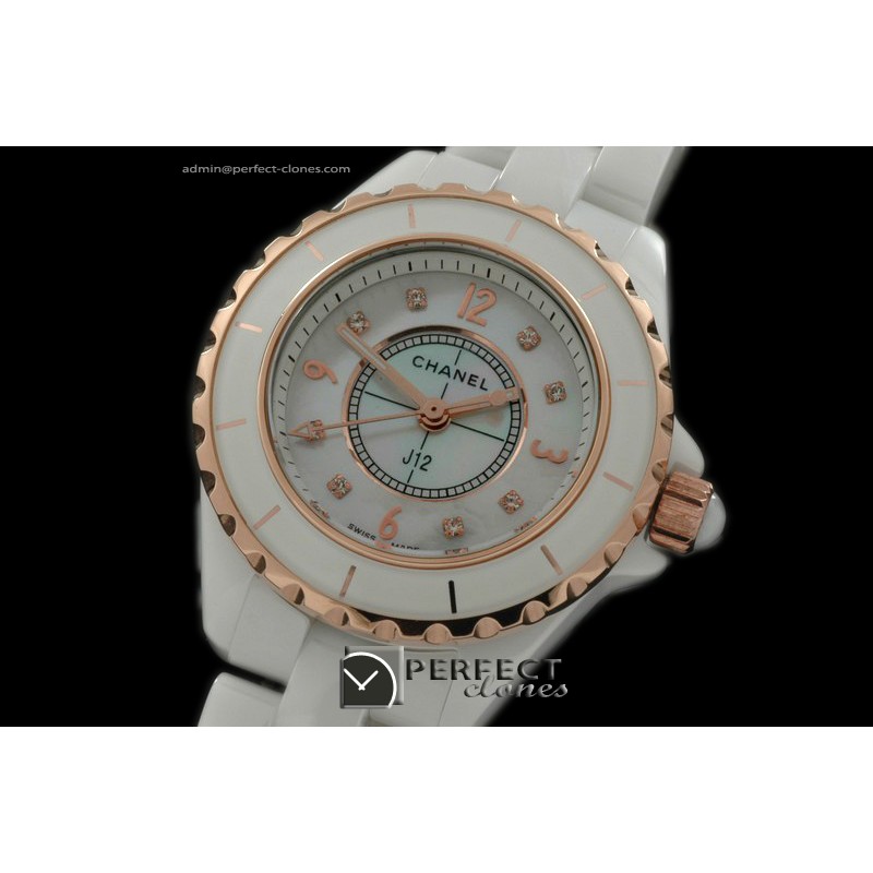 CHA-MI-1021 J12 Mini White Cer/RG TT Japanese Quartz/Boxset