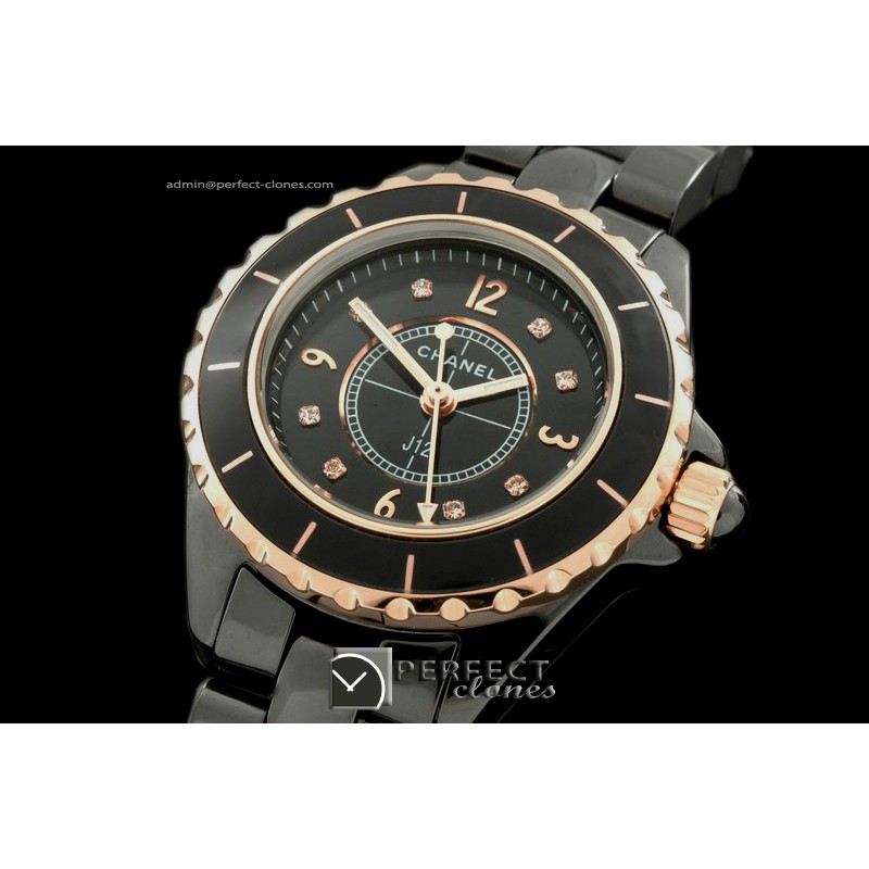 CHA-MI-1031 J12 Mini Black Cer/RG TT Japanese Quartz/Boxset