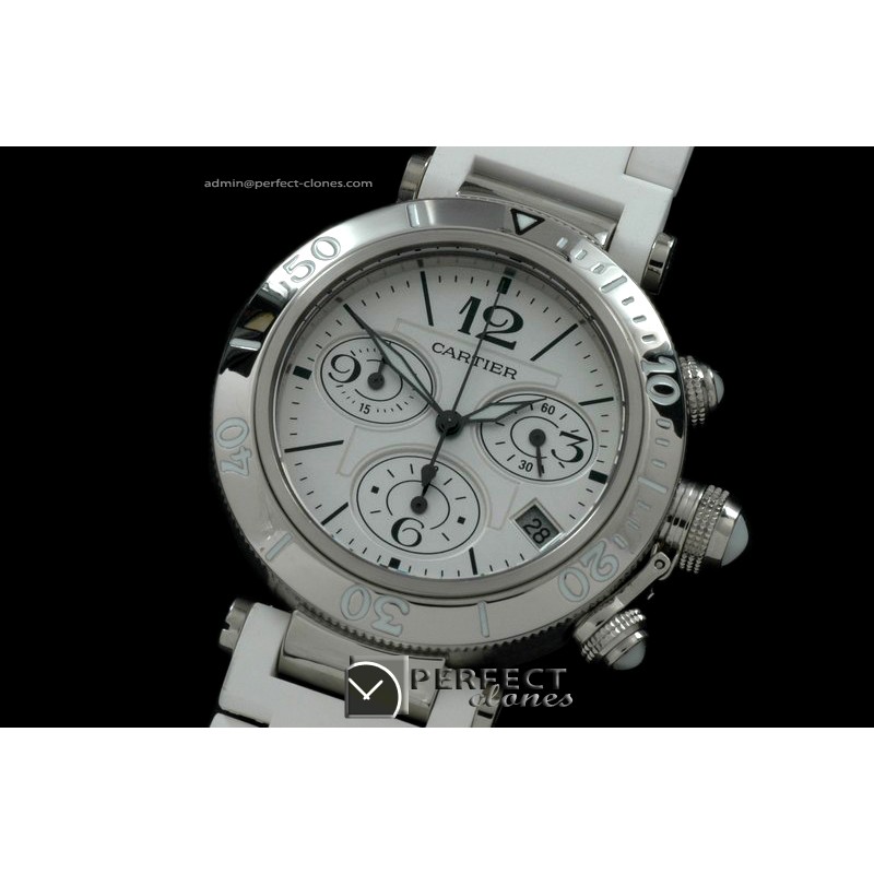 CARPS10052 Ladies Seatimer Chrono SS/RU White Swiss Quartz Chron