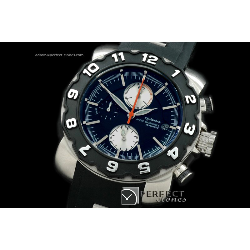 NU10011 Mens Automatic Chrono SS/RU Black Jap Quartz Chrono