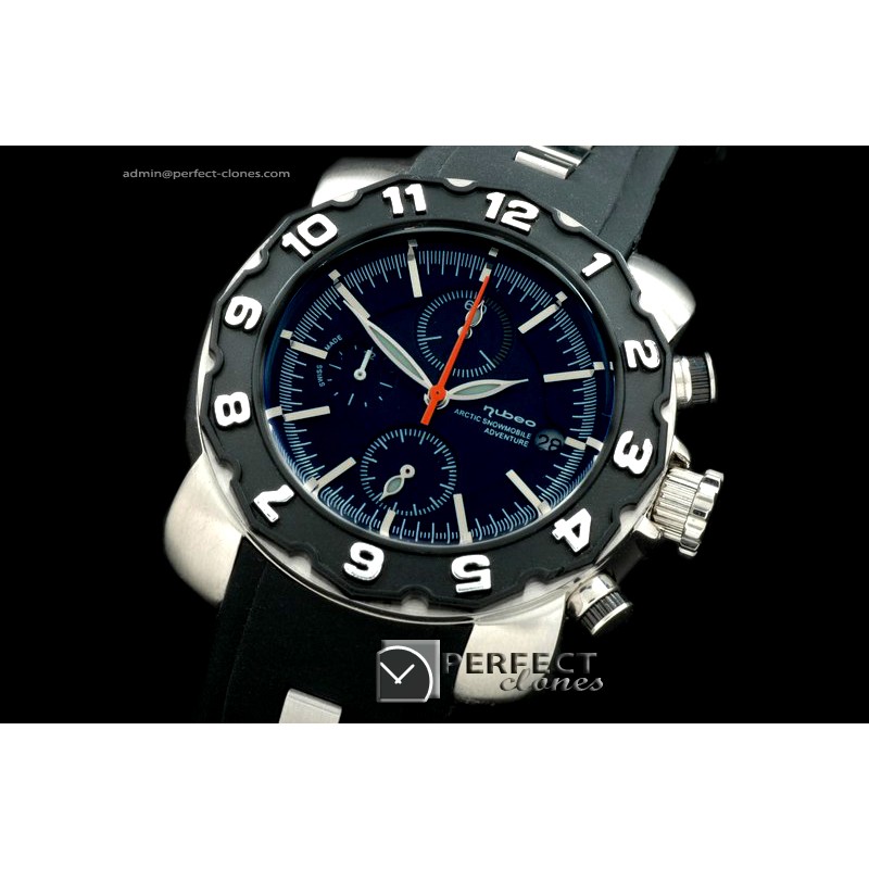 NU10012 Mens Automatic Chrono SS/RU Black Jap Quartz Chrono