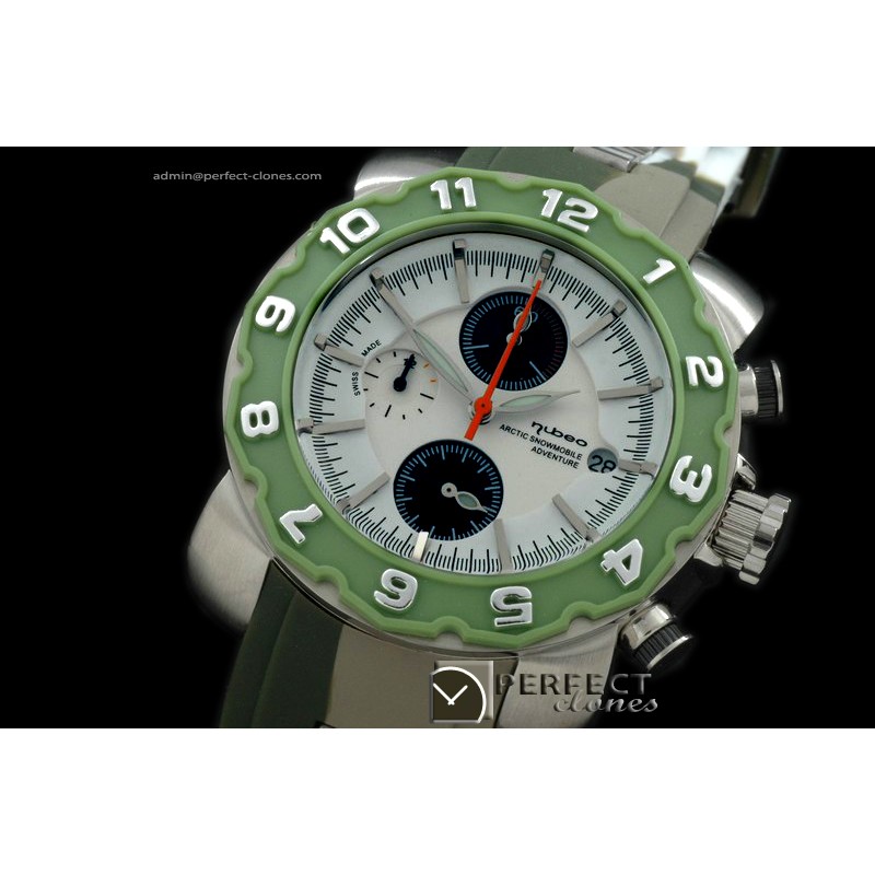 NU10013 Mens Automatic Chrono SS/RU White Jap Quartz Chrono
