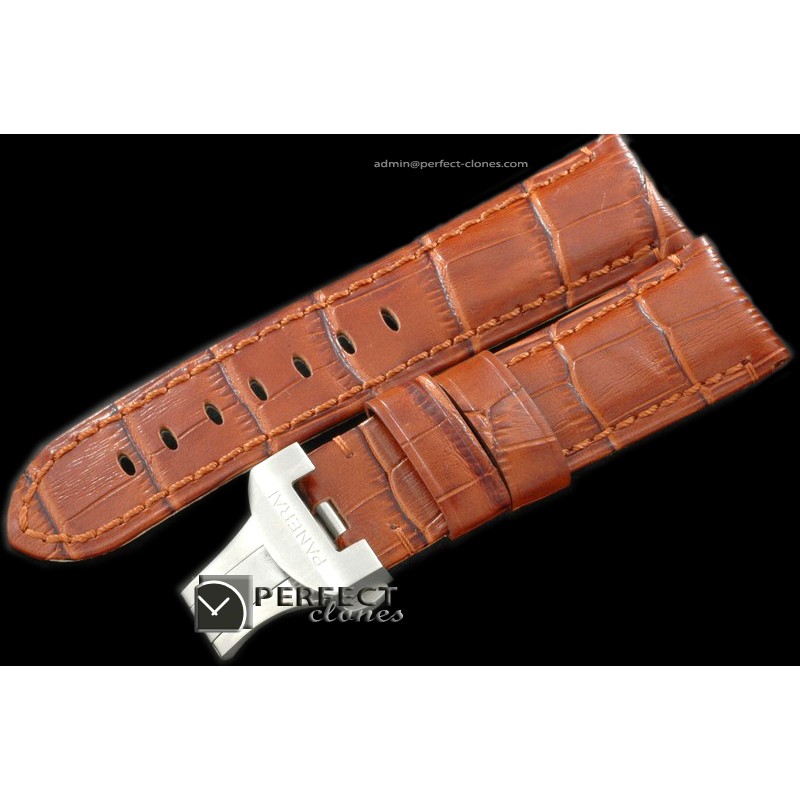 PNA01013 24/22 Brown Leather Strap /New Style Deployant for 44mm