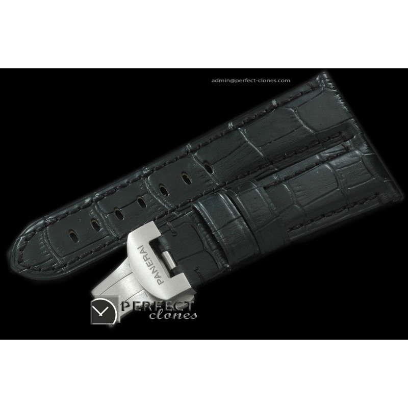 PNA01014 24/22 Black Leather Strap /New Style Deployant for 44mm