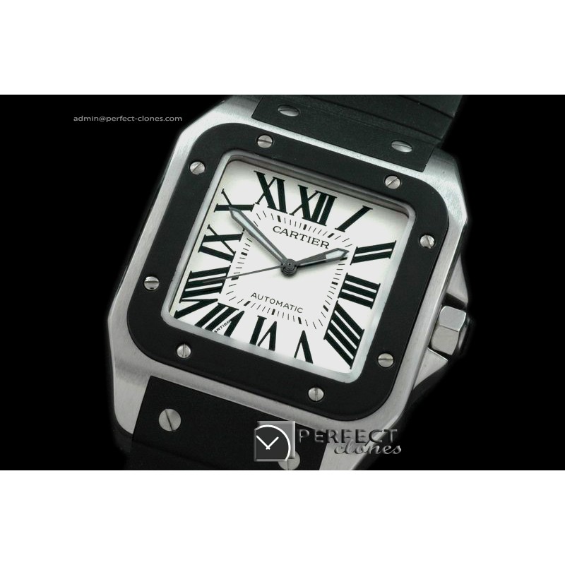 CARS00078 Santos 10Men SS/Blk/RU White Swiss Eta 2824 Ul