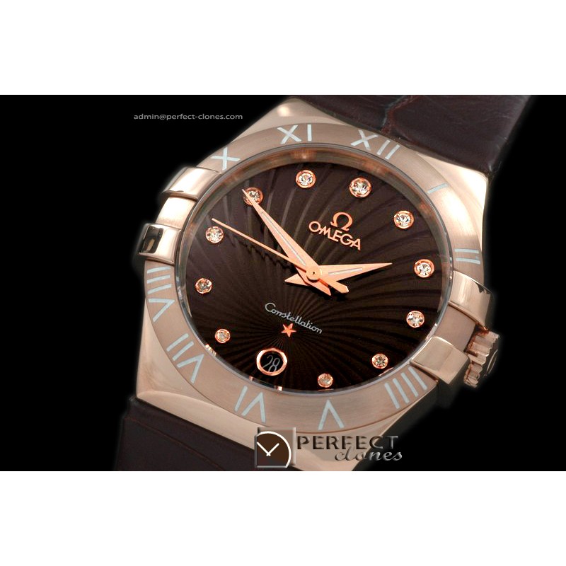 OMCO00268BR Double Eagle Midsize RG/LE Brown Shell Swiss Eta