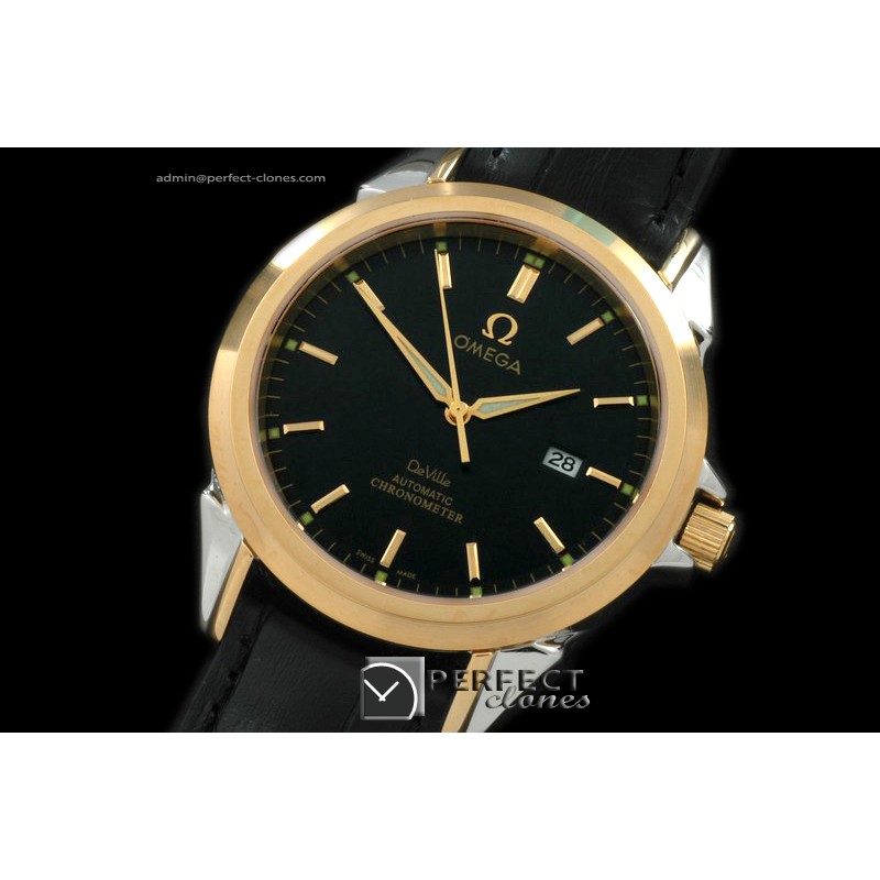 OMDE00112 Deville SS/YG/LE Black Asian 2824 28800bph