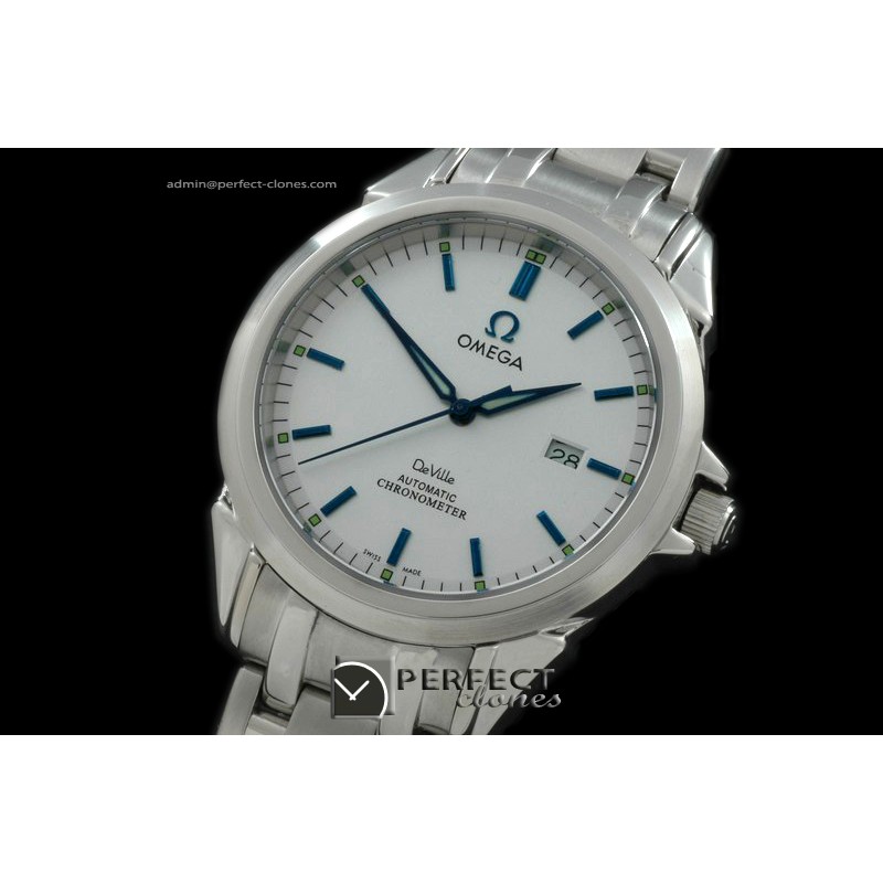 OMDE00106 Deville SS/SS White/Blue Asian 2824 28800bph