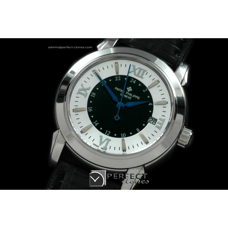 PP10077 Calastrava SS/LE White/Black Swiss Eta 2824-2
