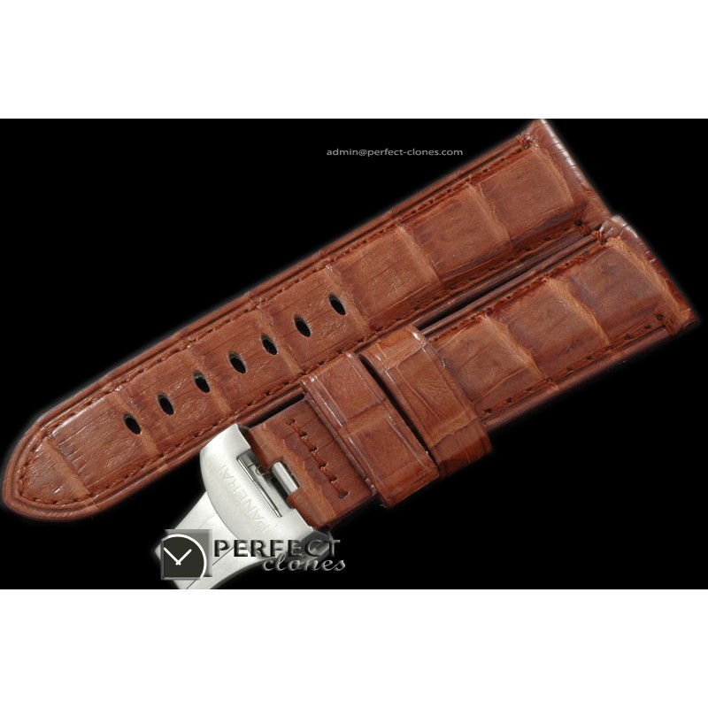 PNA01018 24/22 Brown Croc Leather Strap /Deployant for 44mm