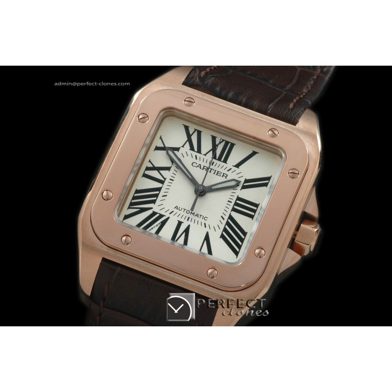 CARS00071BR Santos 10Mid RG/LE White Swiss Eta 2671 Ult Ver