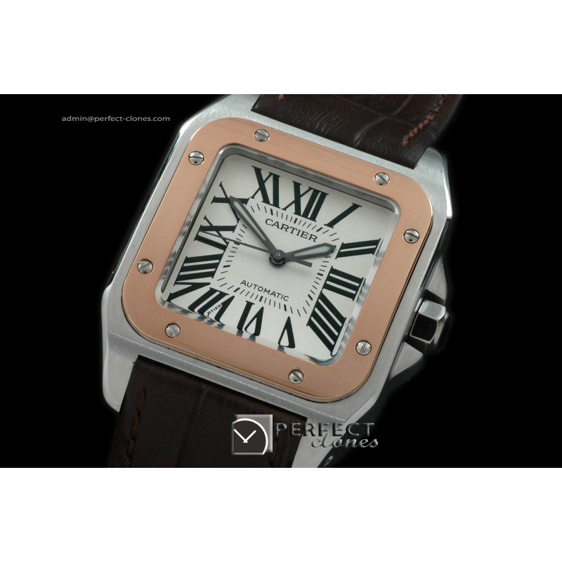 CARS00061BR Santos 10Mid TT/RG/LE White Swiss Eta 2671 Ult Ver